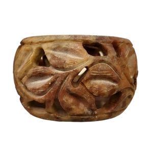 Carved Soapstone Trinket tea light  Dish Flowers